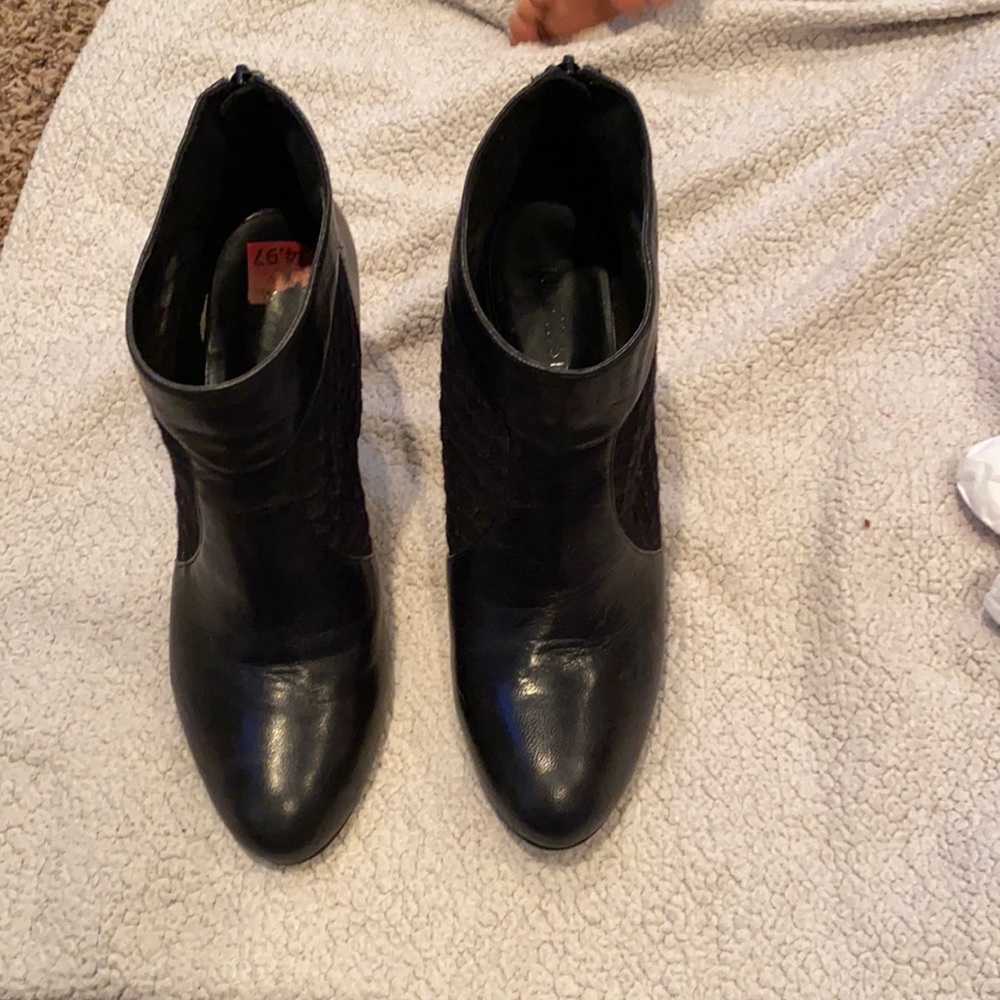 Black booties with back zipper
